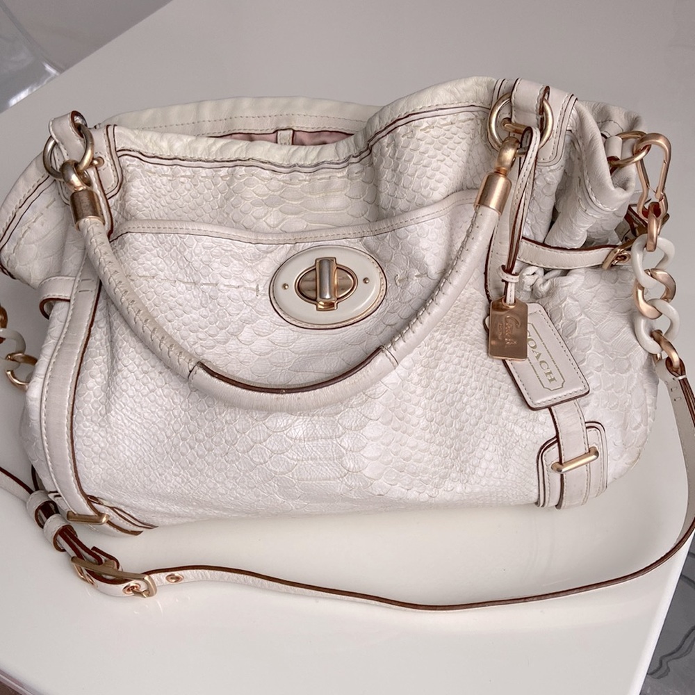 Coach Embossed Python & Rose Gold Shoulder Bag